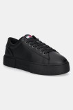 Tommy Jeans sneakers din piele TJW FLATFORM SNEAKER culoarea negru, EN0EN02698