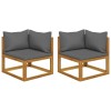Canapea de colt modulara Gossi, 2 buc, Gri inchis, lemn acacia, perne incluse, exterior/interior, 70x70x60 cm