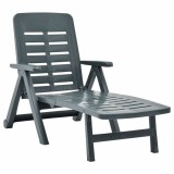 Șezlong Pliabil Verde Plastic vidaXL, Reglabil, Rezistent Intemperii, Gradina/Terasa, 72x189x96cm