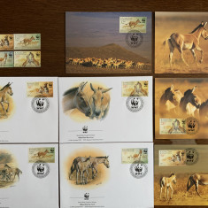 Kazahstan - serie 4 timbre MNH, 4 FDC, 4 maxime, fauna wwf