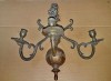 5306-Aplica mare lumanari 3 brate stil Medieval Efigie Leu in bronz masiv.