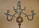 5306-Aplica mare lumanari 3 brate stil Medieval Efigie Leu in bronz masiv.