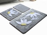 Cumpara ieftin Set 3 Covorase de Baie Daisy Gri (Acryl)