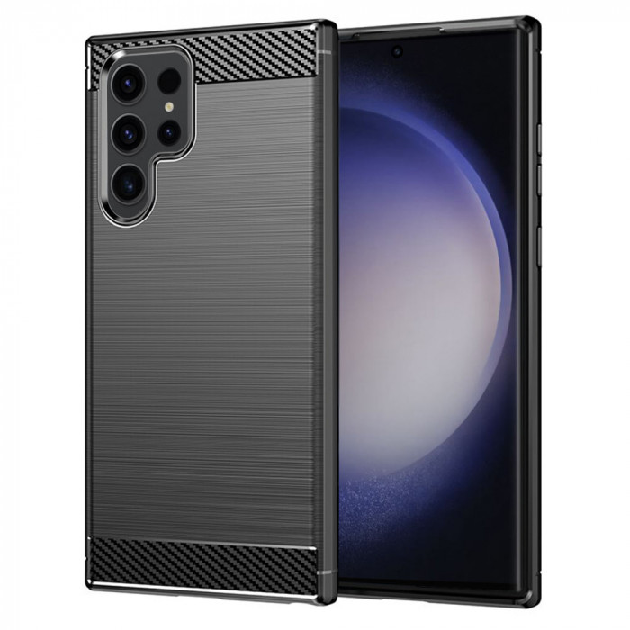 Husa pentru Samsung Galaxy S23 Ultra - Techsuit Carbon Silicone - Black