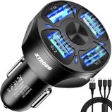 Incarcator auto 3.0 Incarcare rapida Xtrobb 4x USB + cablu 3in1 - Negru