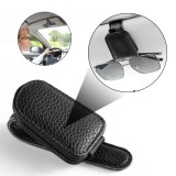 Suport Ochelari pentru Parasolar Auto, Salestore.ro&reg;, Piele Ecologica, cu Inchidere Magnetica, pentru Ochelari, Carduri, 10x4,5cm, Negru
