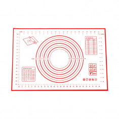 Covoras antiderapant pentru facut aluat, fabricat din silicon, 40x60 cm, Rosu/Alb foto