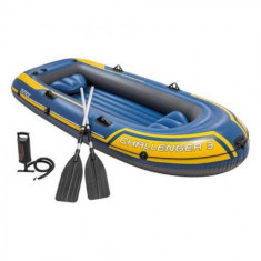 Barca gonflabila Intex Challenger 3 pompa + vasle incluse, 2.95m x 1.37mx43 cm foto