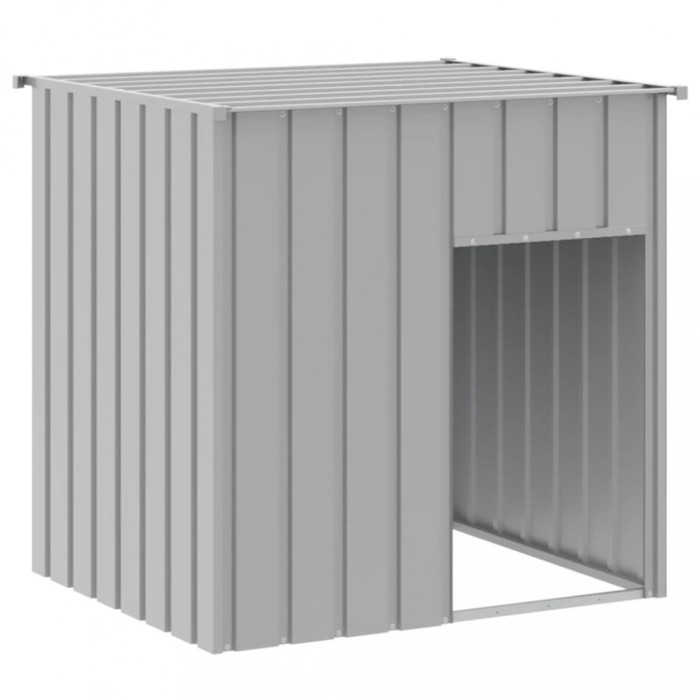 Cusca pentru caini cu acoperis gri deschis 110x103x109 cm otel galvanizat