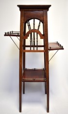 Piedestal lemn cu elemente alama / Etajera Art Deco - vinieta/timbru Mauriciu Filip Lazar Bucuresci / Bucuresti - piesa originala cca.1910