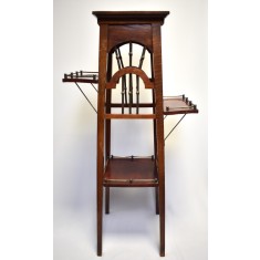 Piedestal lemn cu elemente alama / Etajera Art Deco - vinieta/timbru Mauriciu Filip Lazar Bucuresci / Bucuresti - piesa originala cca.1910