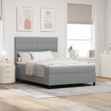 Cumpara ieftin Pat Box Spring cu saltea și lumină LED, gri deschis, 160 x 200 cm. Cadru din țesătură.