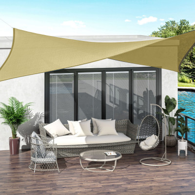 Outsunny Copertina Parasol Sail Patrata din HDPE Impermeabil Culoare Nisip 360x360cm foto