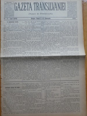 Gazeta Transilvaniei , Numer de Dumineca , Brasov , nr. 27 , 1904 foto