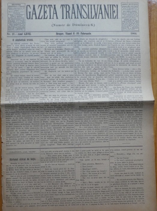 Gazeta Transilvaniei , Numer de Dumineca , Brasov , nr. 27 , 1904