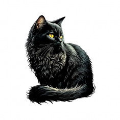 Sticker decorativ Pisica, Negru, 69 cm, 6128ST