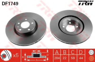 Disc frana FIAT PRATICO platou / sasiu (263) (2010 - 2016) TRW DF1749 foto