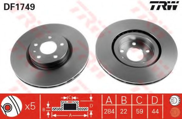 Disc frana FIAT PRATICO platou / sasiu (263) (2010 - 2016) TRW DF1749