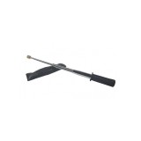 Baston telescopic din otel, 3 elementi, 47 cm, flexibil, elementi din arcuri, maner cauciuc, argintiu