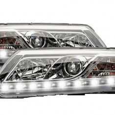 Set faruri tuning Audi A6 (C6) Sedan/Avant 05.2004-10.2008 fata stanga-dreapta daytime running light H1+H7, transparent silver