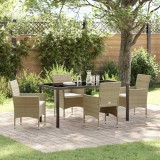 vidaXL Set de masă pentru grădină cu pernă 5 pcs Bej Rattan poli