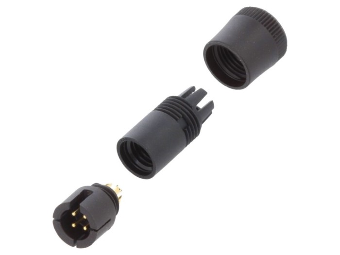 Conector circular tată 4-PIN aurit 3A