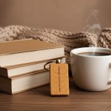 Breloc Personalizat Lemn MDF Gravat Laser, Unicat cu Mesaj/Logo, Cadou Aniversare/Nunta/Evenimente, 5.5x3cm