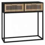 Cumpara ieftin Masa consola, negru, 80x30x75 cm, lemn prelucrat si fier