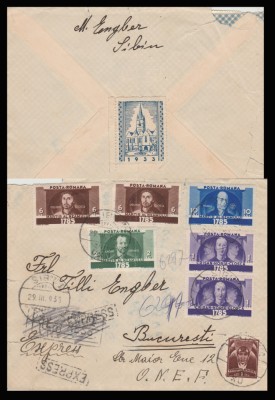 1935 Romania - Plic circulat cu seria completa Horea, Closca si Crisan + vigneta foto