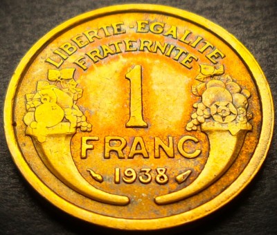 Moneda istorica 1 FRANC - FRANTA, anul 1938 *cod 4042 B foto