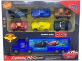 Set masinute replica Cars cu TIR din plastic