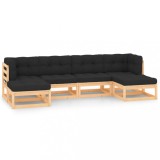 VidaXL Set mobilier grădină cu perne antracit, 6 piese lemn masiv pin 3083884