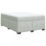 Cumpara ieftin Pat box spring cu saltea, gri deschis, 140x200 cm, catifea