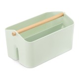 Cutie depozitare Navaris cu maner din lemn, 2 compartimente, verde, 55650.71