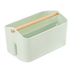 Cutie depozitare Navaris cu maner din lemn, 2 compartimente, verde, 55650.71