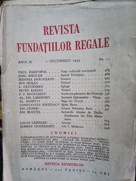 Revista Fundatiilor Regale - Anul II 1 Decembrie 1935 Nr. 12