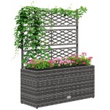 Outsunny Ghiveci pentru plante cu trei bazine 33L din rășină impletită și oțel dim. 84L x 30L x 107H cm | Aosom Romania