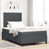 Pat cu arcuri cu Saltea Gri &icirc;nchis 120x200 cm Țesătură corduroy