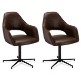Set of 2 Dark Brown Dining Chairs Luna
