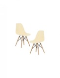 Set 2 buc scaune crem stil Scandinav cu picioare din lemn de Fag, sezut PP, 46 x 54 x 81 cm, EXPRESS