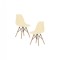 Set 2 buc scaune crem stil Scandinav cu picioare din lemn de Fag, sezut PP, 46 x 54 x 81 cm