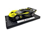 Macheta Bugatti Bolide galben negru 1:32 metal cu lumini si sunete deschidere completa