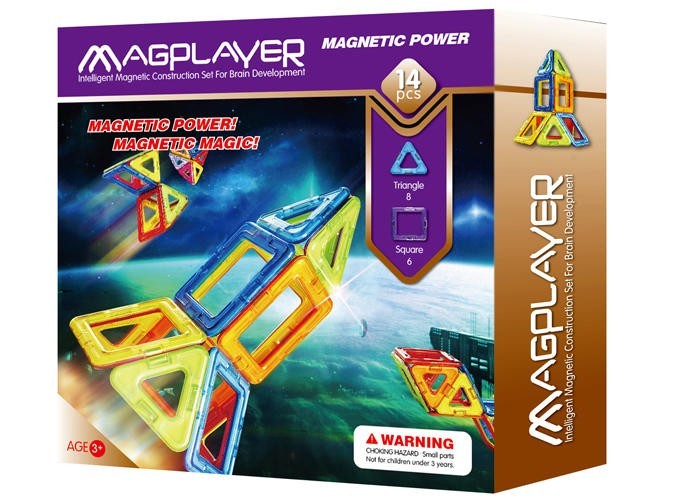 Joc de constructie magnetic - 14 piese PlayLearn Toys