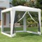 Gossi cort de petrecere cu 4 pereti din plasa, alb, 2,5 x 2,5 m