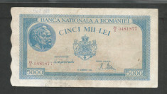 ROMANIA 5000 5.000 LEI 10 Octombrie 1944 [25] filigran bnr orizontal foto