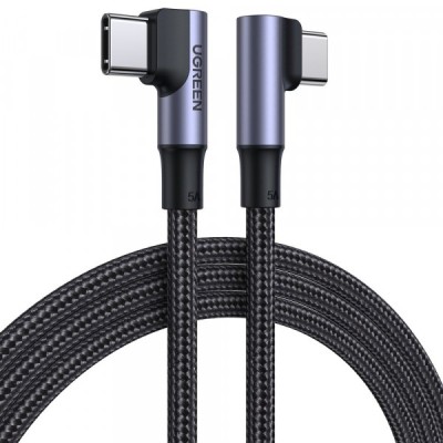 Cablu Date si Incarcare USB-C - USB-C UGREEN US335 Angled, 100W, 1m, Negru foto