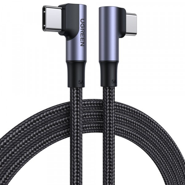 Cablu Date si Incarcare USB-C - USB-C UGREEN US335 Angled, 100W, 1m, Negru