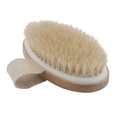 Perie de masaj pentru exfoliere si periaj uscat, cu peri naturali din agave, pentru curatarea porilor, stimularea circulatiei si relaxare, 12.5 x 6.5