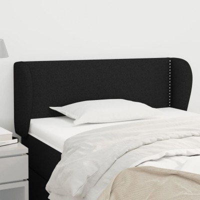 vidaXL Tăblie de pat cu aripioare negru 83x23x78/88 cm material textil 3116980 foto