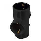 Distribuitor tip T 3x prize schuko cu protectie negru 16A 3680W TPF-26/BK Home